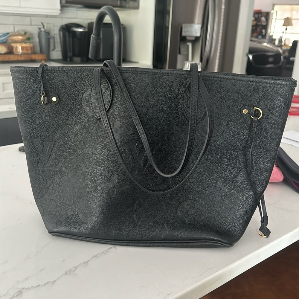 Authentic Louis Vuitton Neverfull MM - Black Monogram Empreinte Leather